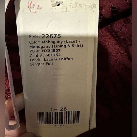 Christina Wu Lace Chiffon Bridesmaid Dress 22675 Mahogany Size 26 NWT - Picture 6 of 8